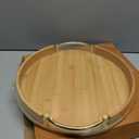 JUPELI 14 Round Bamboo Serving Tray with Handles Decorative Tray, Breakfast Tray, Coffee Table Tray, Ottoman Tray, Kitchen Platter for Drinks, Snacks, Vanity, Home Decor & Gifts