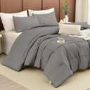 Masaca Grey Queen Comforter 128x120,Pinch Pleated Comforter,Farmhouse Boho Bedding 3PCS (1 Gray Comforter+2 Pillow Shams)
