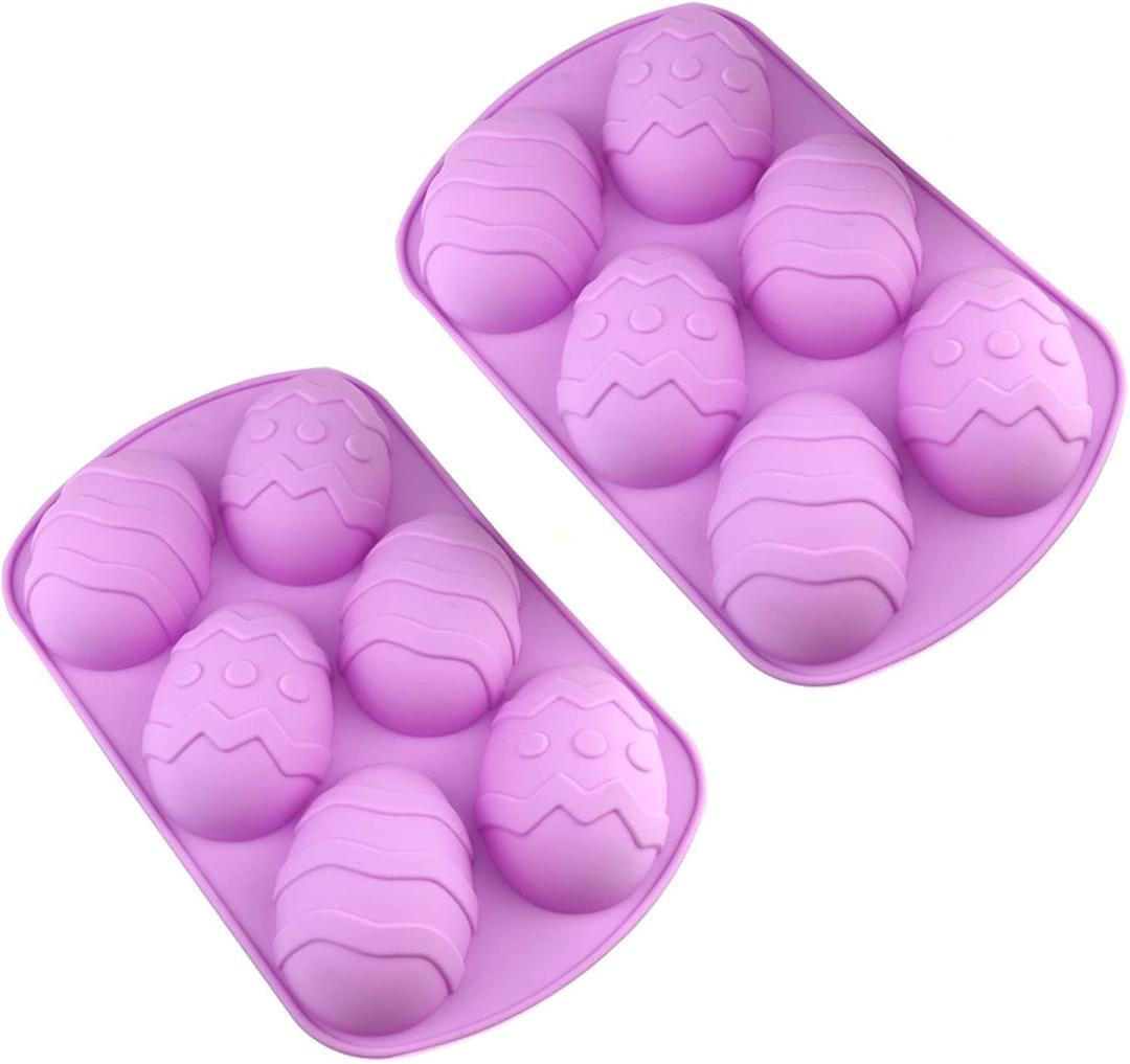 Easter Egg Shaped Silicone Mold for DIY Cake Decoration, Chocolate, Pastry, Muffin, Bread, Ice Cube, Soap, 2Pcs Egg Shaped Chocolate Molds