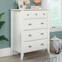 Sauder Shoal Creek Bedroom 4-Drawer Chest, in Soft White finish, 18.6"D x 34.8"W x 42.6"H