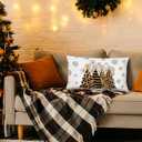 Golden Leopard Christmas Tree Santa Pillow Covers 12x20, Coquette Christmas Room Decor, Preppy Cheetah Print Bow Xmas Lumbar Throw Pillow Covers for Girls Room Dorm Apartment