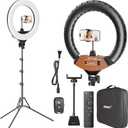 EMART 18-inch Ring Light with Stand, 2800-6500K LED Photography Lighting Kit with Phone Holder, Selfie Light for Vlog Live Streaming Video Makeup Tattoo Barber Studio