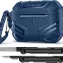 MOBOSI for AirPods Pro 2 Case Cover with Lock, Compatible with Airpod Pro Case 2nd/1st Gen with Cleaner Kit & Keychain, Military Grade Shockproof Protective Case for Men(2023/2022/2019), Blue