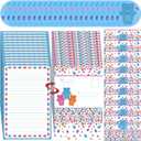 Gueevin 50 Pcs Camp Stationery Papers with Sweet Bears Stickers Camp Fold over Stationary Fold and Send Note Cards All-in-one Envelope Note Cards Summer Camps Essentials for Letter Writing Campers, 8.66 x 5.51 inches