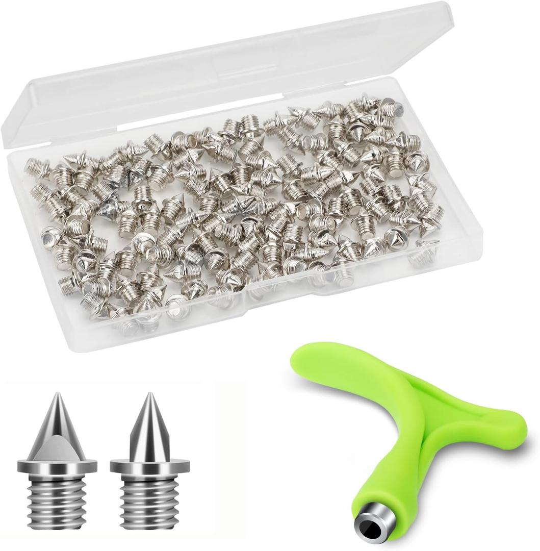 3/16 Inch Track Spikes, 120 Pieces Steel Shoe Spikes Replacements and Spike Wrench for Sports Running Track Shoes