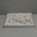 MAONAME White Decorative Tray with Handles, Plastic Serving Tray for Coffee Table, Marbling Rectangular Trays for Ottoman, Bathroom, Storage, 15.8" Lx 10.2" W X 1.4" H