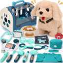 G.C 22Pcs Dog Toys for Kids Doctor Kit, Walking Barking Electronic Interactive Stuffed Dog Vet Kit Costume Pretend Play Puppy Pet Care Veterinarian Playset, Gifts for Kids Girls 3 4 5 6+ Year Old