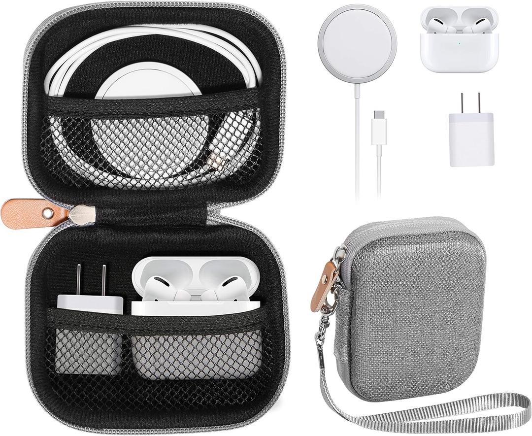 CaseSack All-in-One Case for iPhone MagSafe Charger & Battery Pack, Storage for Accessories/Power Adapter/Charge Cable/Docks, Compatible with AirPods 4/ Pro 3/2/ 1 (Tweed Gray)