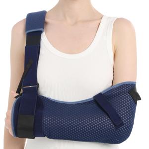 Velpeau Arm Sling Shoulder Immobilizer with Waist Strap, Ventilated & Breathable Design, Arm Support Brace for Shoulder, Rotator Cuff, Elbow, Hand injury (Mesh Version, Blue, Left, L: Bust 40-51)