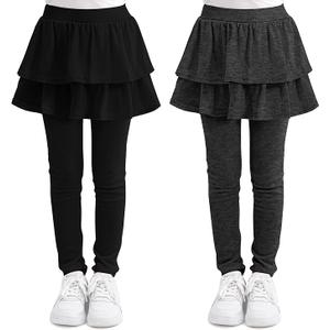 Cooraby 1/2/3 Pack Girls Leggings Toddler Girl Pants School Uniform Pants Warm Stretchy Skirt Leggings for Girls 6-7Y  Years