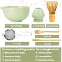 Matcha Whisk Set, Lotus Green Ceramic Matcha Set Includes Matcha Bowl, Matcha Whisk (Chasen) and Holder, Sifter, Bamboo Scoop & Spoon - 6 Pcs Matcha Kit for Matcha Lovers