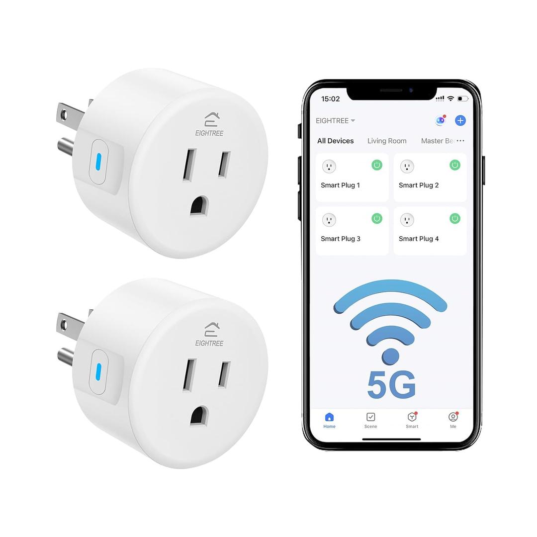 EIGHTREE Smart Plug 5GHz& 2.4GHz, 15A WiFi Smart Outlet Compatible with Alexa & Google Home, Smart Home WiFi Plug with Remote Control, Timer Outlet with Schedule, 4 Packs