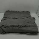 Ultra Soft Pre-Washed Quilted Boho Grey King Size Blankets for Bed, Ruffle Fringed Decorative Throw, Stone Washed Chic Rustic Blanket for Sofa Couch Bed 78x90