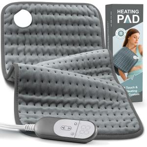 VALGELUIK Heating Pad for Pain Relief  12"x24" Moist/Dry Heat for Back, Neck, Shoulder, and Cramps, Auto-Off, Machine Washable, Ideal Gift for Christmas, Mother's Day, Women, Men, Mom, Dad, Daughter (Light Gray)
