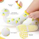 Mepase 5 Pairs Cute Pilates Socks with Grips for Women Fruit Non Slip Yoga Socks Lettuce Edge Novelty Funky Cool Frilly Strawberry Cherry (White)