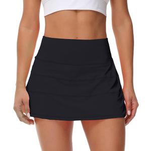 MCEDAR Pleated Tennis Skirt for Women with Pockets Women's High Waisted Athletic Golf Skorts Skirts Running Workout Shorts (Black), XXS