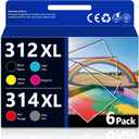 312XL 314XL High Yield Ink Cartridges combo pack Replacement for 312XL 314XL Ink Cartridge with Expression Photo XP-15000 XP-8500 XP-8600 Printer (6-Pack, Black, Cyan, Magenta, Yellow, Red, Gray)