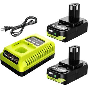 2Pack 3600mAh for Ryobi 18V Battery and Charger Combo, Replacement for Ryobi 18V Battery and Charger, Compatible with Ryobi 18 Volt Battery Lithium-ion P102 P103 P104 P105 P107 P108 P109 P122