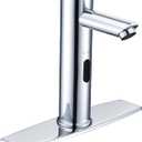 Automatic Sensor Touchless Bathroom Faucet, Waterfall Single Hole Bathroom Sink Faucet Stainless Steel, Hands Free Motion Sensor Lavatory Faucet with Hole Cover Plate (Regular Version, Black) (Chrome)