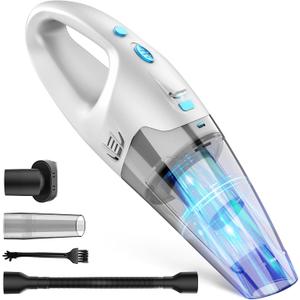 FUOAYOC Handheld Vacuum Cordless, 6KPA Powerful Suction Hand Held Vacuum Cordless Rechargeable with LED Light/Multi Accessories, 1.6lbs Mini Lightweight Vacuum Cleaner for Home/Car/Office Cleaning