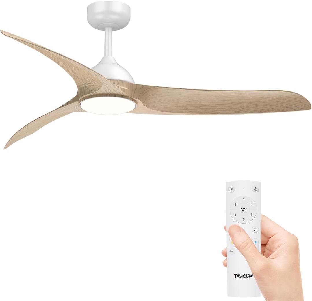 Ceiling Fans with Lights, 56 inch Low Profile Ceiling Fan with Light and Remote Control, Flush Mount, 3CCT, Dimmable, Quiet Reversible Motor, Modern Ceiling Fan for Bedroom Indoor/Outdoor Use (Wood)