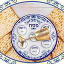 Newtay 24 Pcs Passover Seder Plate Plastic 10" Disposable Plates Passover Decorations for Kids Adults Communal Seders Foods Pesach Kitchen Accessories Table Decorations(Blue Floral Renaissance)