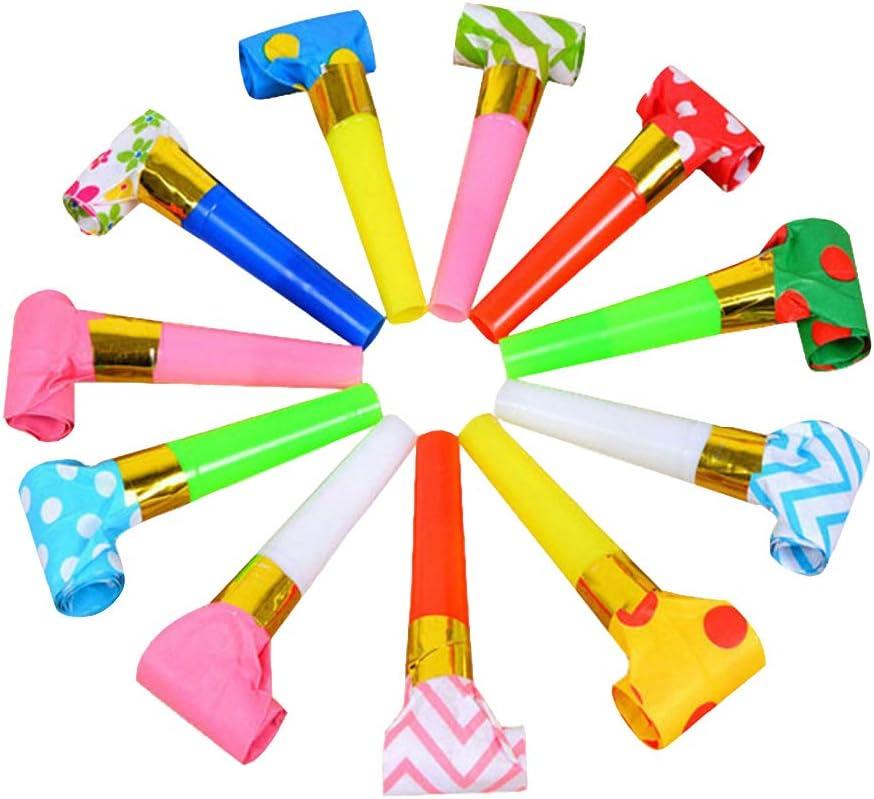 24 Pieces Party Blower Noisemakers Blowouts Whistles Party Squawkers Fringed Noise Maker Blowouts Noisemakers Funny Party Blowouts Blowers Musical Blowouts Party Horns Noisemakers, Random Color