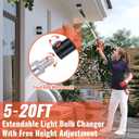 26FT Reach Light Bulb Changer for High Ceilings,Lightbulb Changer 5-20FT with Basket & Suction Cup for Recessed Lights High Ceiling,Light Bulb Remover Tool with Telescopic Extension Pole