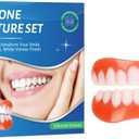 Moldable False Teeth,Silicone Dentures - Men and Veneers Teeth for Women -1 PCS Upper & Lower Set Daily Confidence Boost & Cosmetic