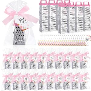 Maxdot 24 Set Employees Appreciation Gift Mini Cheese Graters with Thank You Cards 4-sided Stainless Steel Graters Wedding Guest Thank You Gifts for Women Guests Coworkers Employees