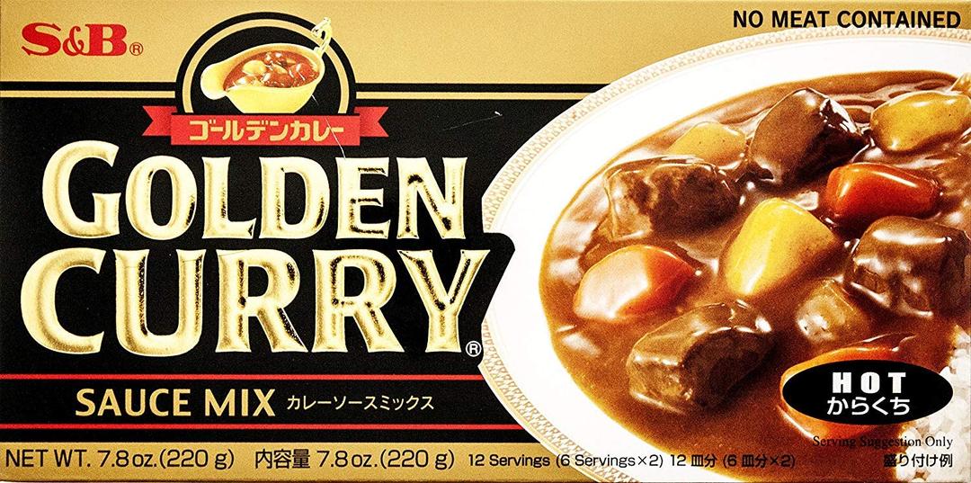 S&B Golden Curry Sauce Mix, [2 Packs] Hot, 7.8 Ounce, Best Before: 15/03/2027