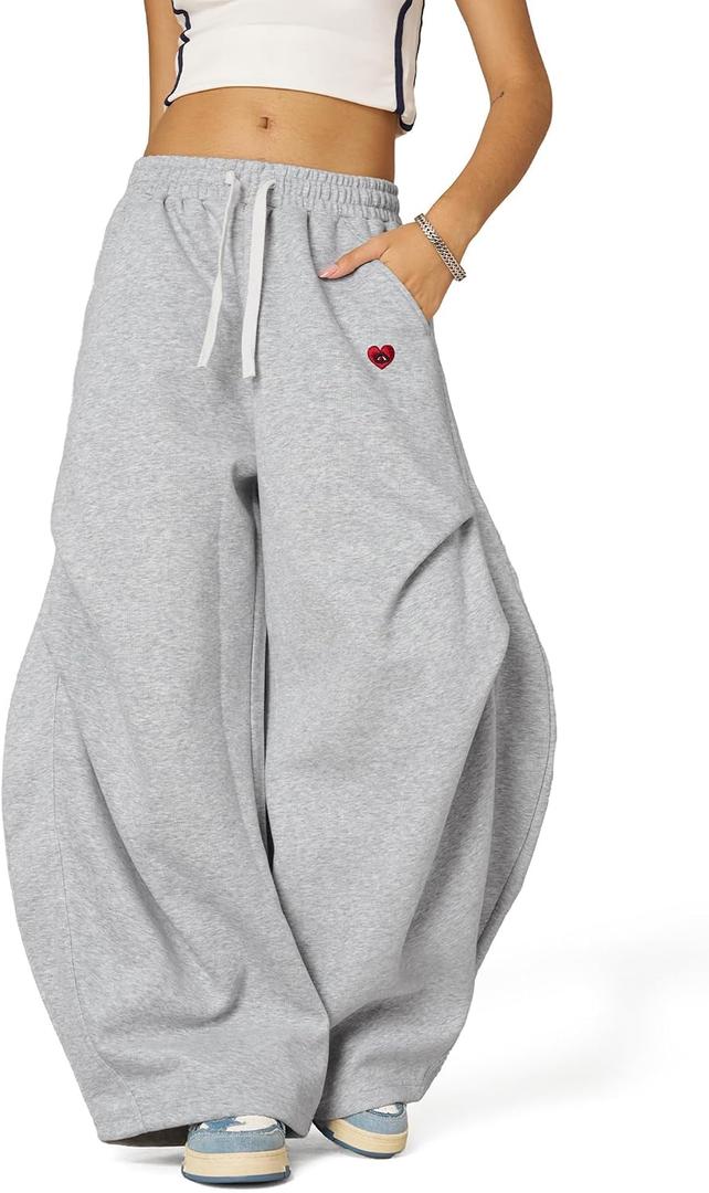 Aelfric Eden Wide Leg Sweatpants Womens Wrinkle Barrel Sweatpants Casual Athletic Baggy Lounge Pants, XS