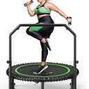 BCAN 450/550 LBS Foldable Mini Trampoline, 40"/48" Fitness Trampoline with Bungees, U Shape Adjustable Foam Handle, Stable & Quiet Exercise Rebounder for Adults Indoor/Outdoor Workout