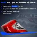 Brake Tail Lights for Honda Civic Sedan 2016 to 2021 - Rear Taillight Assembly Replacement for 33550-TBA-A01 and HO2804110 - Tail Lamp for Driver Left Side - Bulbs Included