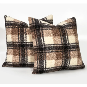 JOJOGOGO Fall Brown Buffalo Plaid Sherpa Pillow Covers 18x18 Set of 2, 18 x 18 Cozy Fluffy Curly Farmhouse Checkered Pillow Covers, Black Tan Brown Fuzzy Sweater Cable Knit Decorative Throw Pillows JOJOGOGO Fall Brown Buffalo Plaid Sherpa Pillow Covers 18x18 Set of 2, 18 x 18 Cozy Fluffy Curly Farmhouse Checkered Pillow Covers, Black Tan Brown Fuzzy Sweater Cable Knit Decorative Throw Pillows