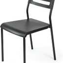 Humble Crew Desk Chair no Wheels, Black, 16"W x 19"D x 30"H, 200 lbs Max - Lightweight Plastic Chair for Small Spaces - Premium Stackable Minimalist Chair for Office, Dorm, Bedroom, Dining, and More