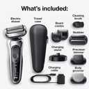 Braun Series 7 7032cs Flex Electric Razor for Men, Wet & Dry, Electric Razor, Rechargeable, Cordless Foil Shaver with Beard Trimmer and Charging Stand, Silver