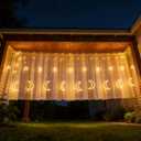 Dazzle Bright Ramadan Curtain String Lights, 138 LED 8.2 FT Warm White Star Moon Window Lights with Timer and 8 Lighting Modes, Waterproof Ramadan Decorations for Bedroom Wall Wedding Outdoor Party