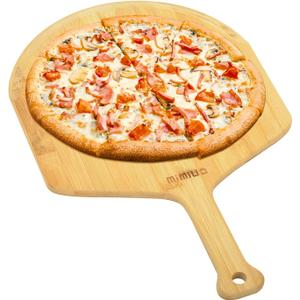 Mimiuo Natural Bamboo Pizza Peel - 12 Inch Wooden Pizza Spatula for Baking Homemade Pizza Bread and Cutting Fruit Vegs