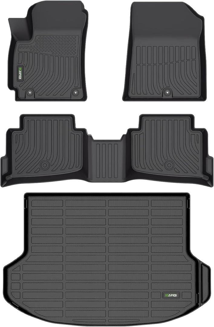 HAFIDI Floor Mats & Cargo Liner Set Fit for 2024 2025 2026 Kia Seltos,TPE All Weather Car Mats 2024 2025 2026 Seltos S, LX, EX, X-Line Automotive Floor Liners Custom Accessories - Black