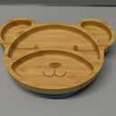 Bamboo Plates for Kids - Baby & Toddler Plates with Suction for Feeding & Weaning, Eco-Friendly Bear Design Promotes Self-Feeding, Ideal for Busy Moms & Dads, Sturdy & BPA-Free (Blue)
