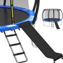 Universal Trampoline Ladder Slide kit, 3 Steps Wide Step for Trampoline, Trampoline Accessories Slide with Buffer Section for Children Kids (Silver)