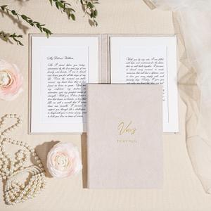 Handmade Wedding Vow Books - Half-Letter Size (5.9" x 8.3"), Soft-Touch Velvet Hardcover, Set of 2: To My Wife & To My Husband, Elegant Gold Foil Printing, Vow Renewal, Includes Keepsake Box