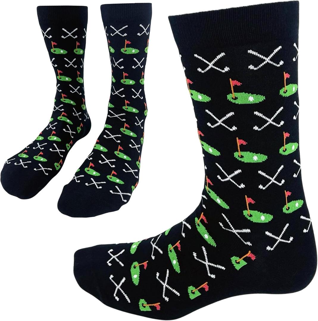 I'D RATHER BE CHASING Funny Mens Socks, Golf & Pickleball Gifts for Men, Golfers Unique Crew Sock, Golfing Gift Accessories (Black)