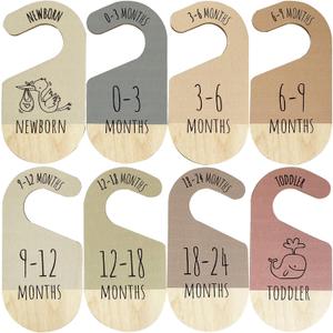 Baby Closet Dividers, Hanging Wooden Double-Sided Nursery Decor Closet Dividers for Baby Clothes, Baby Clothes Dividers for Newborn to 24 Months Size Clothes