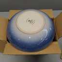 famiware 8.7" Large Pasta Bowls Set of 4, 34oz Stoneware Salad Bowl Serving Plate Bowls, Bowls for Pasta, Fruits, Salad, Noodle, Dinner- Microwave Dishwasher Safe, Glacier Series, Azure Blue