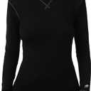 MERIWOOL Womens Base Layer 100% Merino Wool Heavyweight 400g Thermal Shirt for Women (Medium, Black)