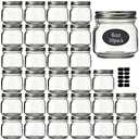 Mason Jars 8 oz 15 Pack- Small Mason Jars With Silver Lids -1/4 Quart Canning Jars| Storage Glass Jars With Lids For Jelly, Jam, Honey, Pickles - Spice Glass Jars - With 30 Chalkboard Labels