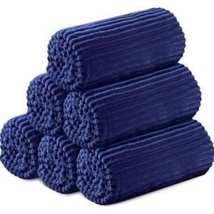 Buryeah 6 Pcs Flannel Throw Blanket Bulk 50 x 60 in Sleepover Blankets Outdoor Wedding Throw Lightweight, Oeko-TEX Standard 100 Certified for Sofa Donation Homeless Gifts (Navy)