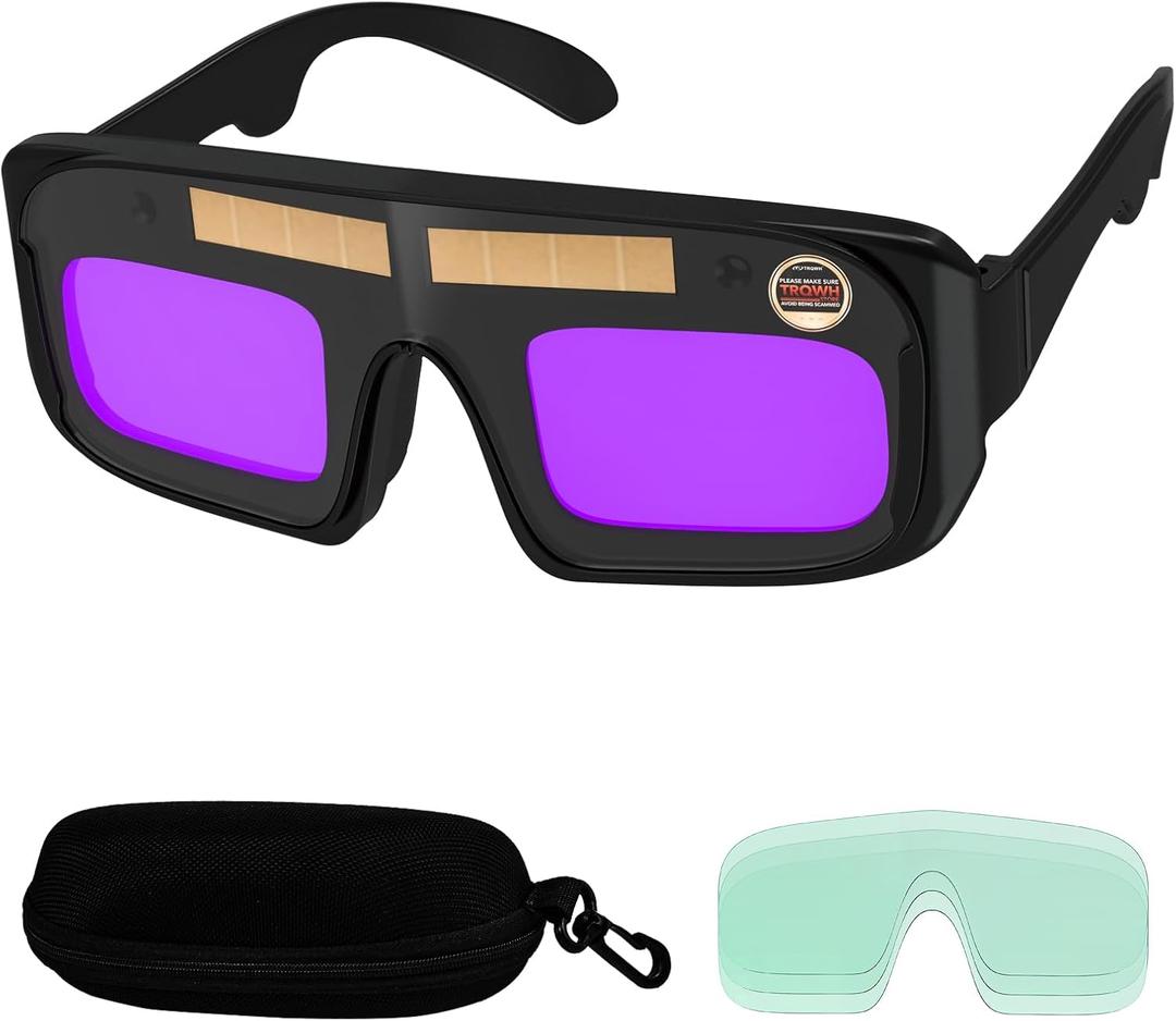 TRQWH Welding Glasses Auto Darkening Safety Goggles Solar True Color Welder Glasses Eyes Protective PC Lens Welder Mask Welding Helmet for TIG MIG ARC Weld Plasma Cut Grinding
